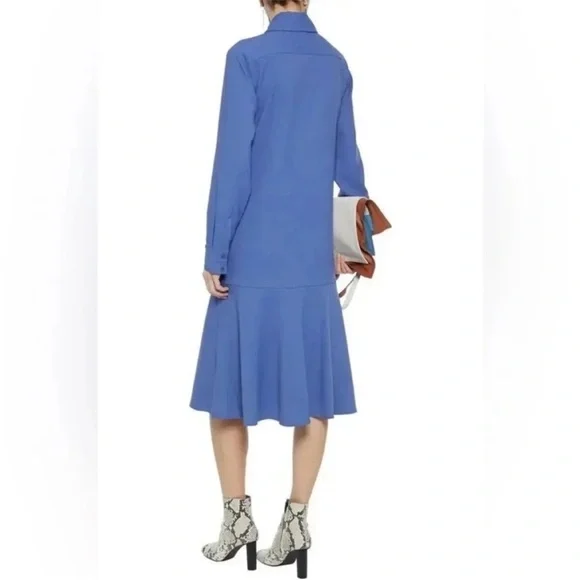 NWT $758 Tibi Blue Long Sleeve A-Line Shirt Dress size XS Overissed